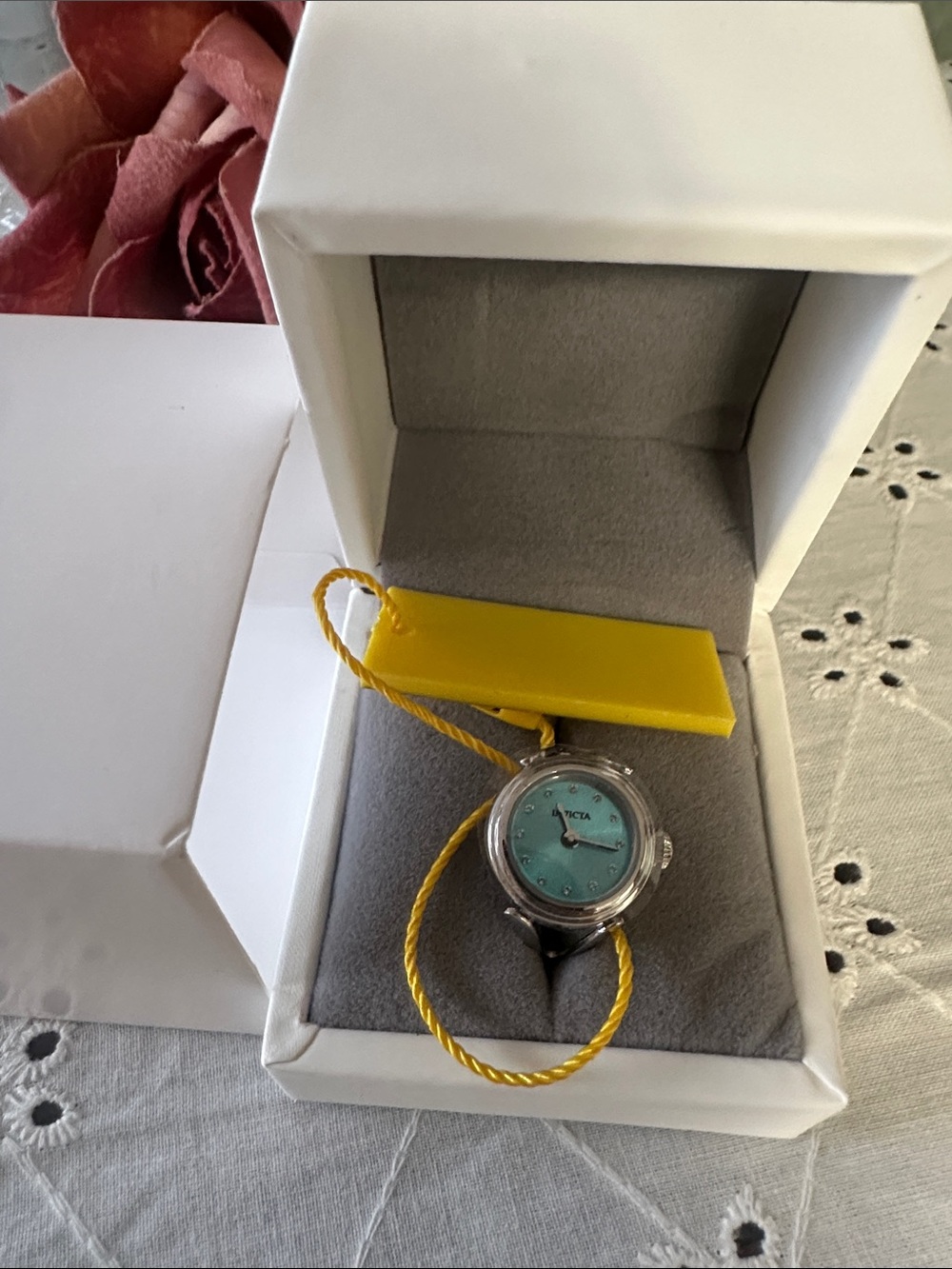 Invicta Silver Ring Watch with Turquoise Dial- Adjustable.  Nwt